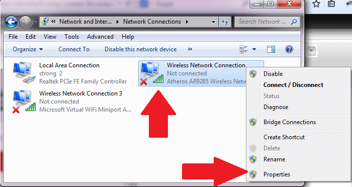 Wireless Network Connection Properties
