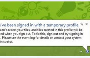 Error notification: You've been signed in with a temporary profile.