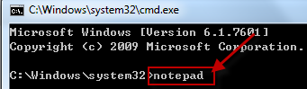 Opening Notepad in Command Prompt