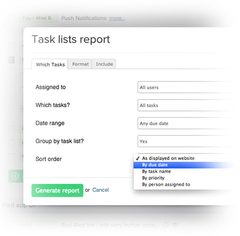 Task list report